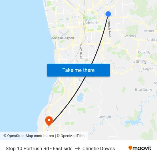 Stop 10 Portrush Rd - East side to Christie Downs map
