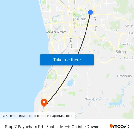Stop 7 Payneham Rd - East side to Christie Downs map