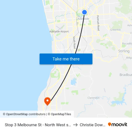 Stop 3 Melbourne St - North West side to Christie Downs map