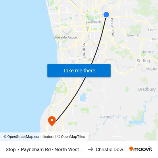 Stop 7 Payneham Rd - North West side to Christie Downs map