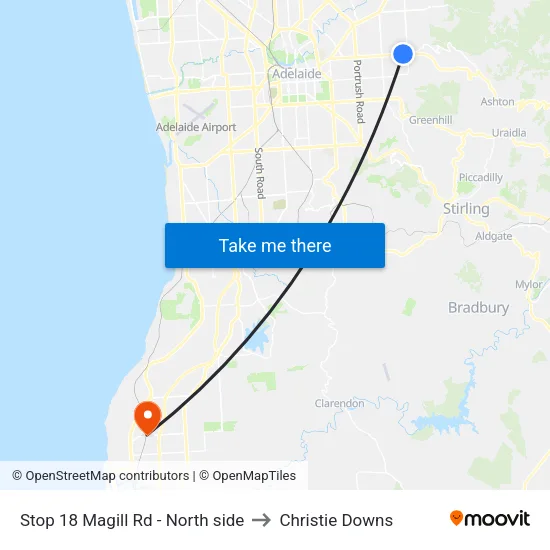 Stop 18 Magill Rd - North side to Christie Downs map