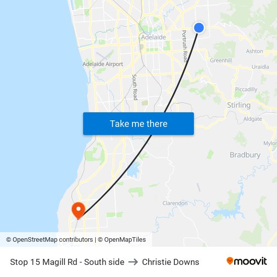 Stop 15 Magill Rd - South side to Christie Downs map