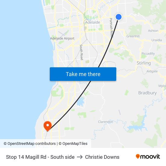 Stop 14 Magill Rd - South side to Christie Downs map