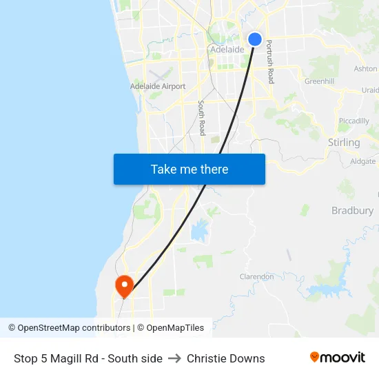 Stop 5 Magill Rd - South side to Christie Downs map