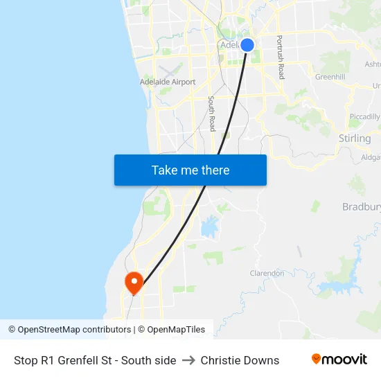 Stop R1 Grenfell St - South side to Christie Downs map