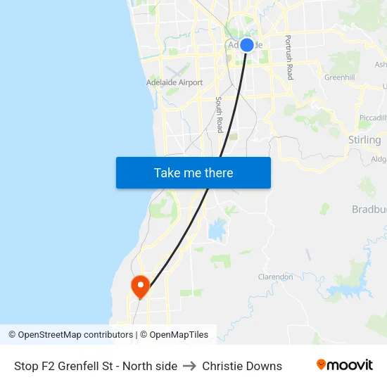 Stop F2 Grenfell St - North side to Christie Downs map