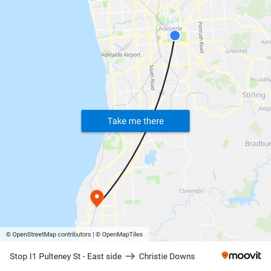 Stop I1 Pulteney St - East side to Christie Downs map