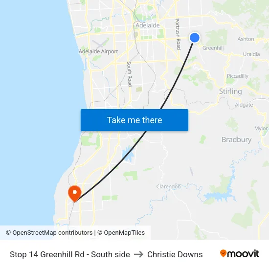 Stop 14 Greenhill Rd - South side to Christie Downs map