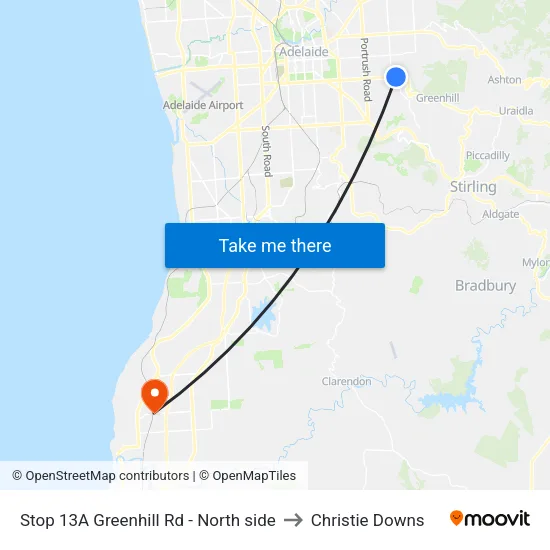 Stop 13A Greenhill Rd - North side to Christie Downs map
