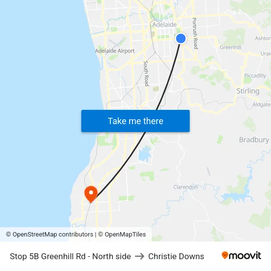 Stop 5B Greenhill Rd - North side to Christie Downs map