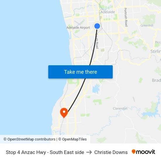 Stop 4 Anzac Hwy - South East side to Christie Downs map
