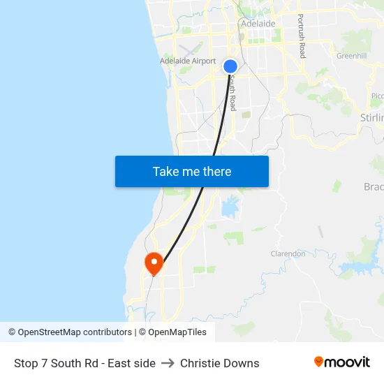 Stop 7 South Rd - East side to Christie Downs map