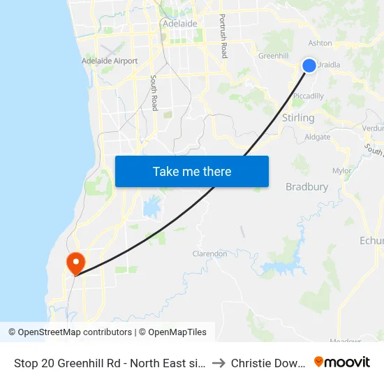 Stop 20 Greenhill Rd - North East side to Christie Downs map