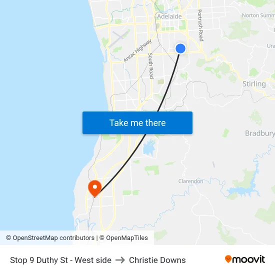 Stop 9 Duthy St - West side to Christie Downs map