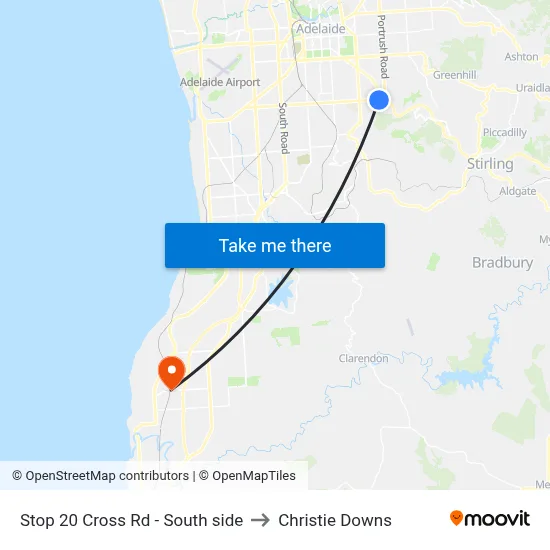 Stop 20 Cross Rd - South side to Christie Downs map
