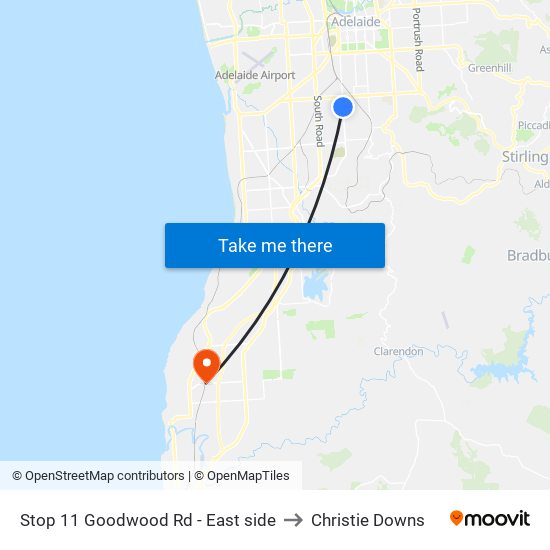 Stop 11 Goodwood Rd - East side to Christie Downs map
