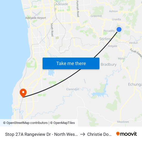 Stop 27A Rangeview Dr - North West side to Christie Downs map