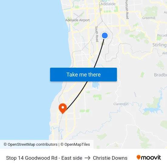 Stop 14 Goodwood Rd - East side to Christie Downs map