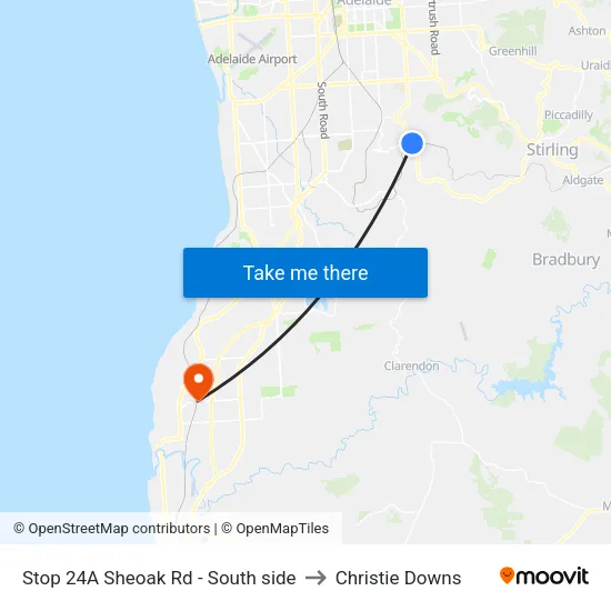 Stop 24A Sheoak Rd - South side to Christie Downs map