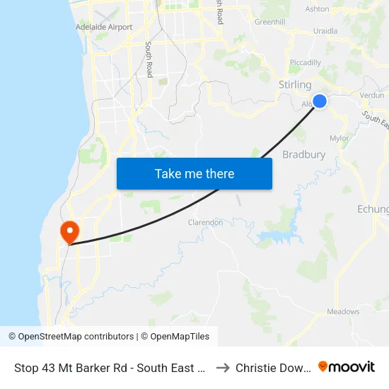 Stop 43 Mt Barker Rd - South East side to Christie Downs map