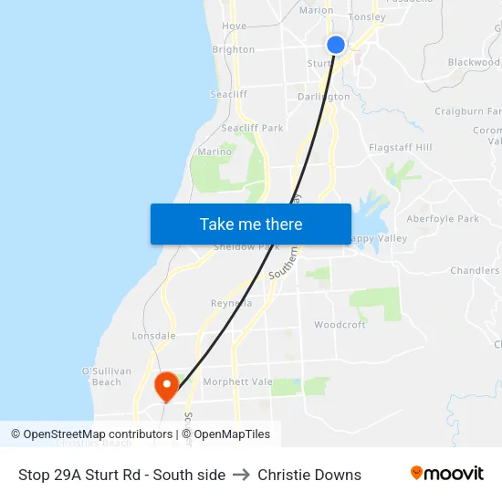 Stop 29A Sturt Rd - South side to Christie Downs map