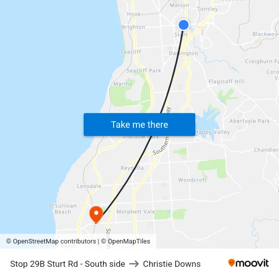 Stop 29B Sturt Rd - South side to Christie Downs map