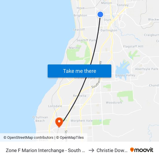 Zone F Marion Interchange - South side to Christie Downs map
