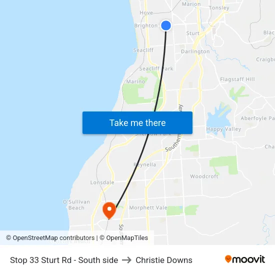 Stop 33 Sturt Rd - South side to Christie Downs map