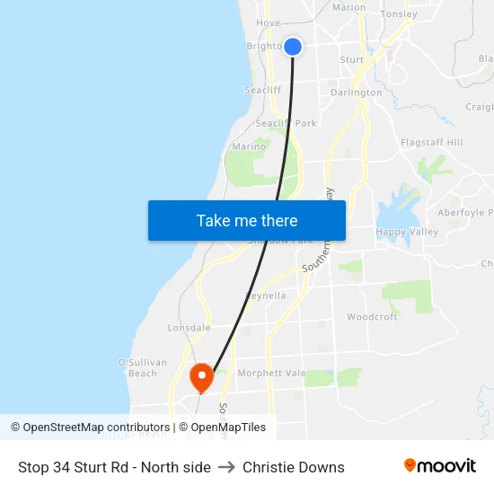 Stop 34 Sturt Rd - North side to Christie Downs map