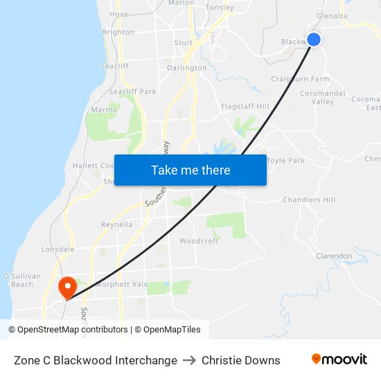 Zone C Blackwood Interchange to Christie Downs map