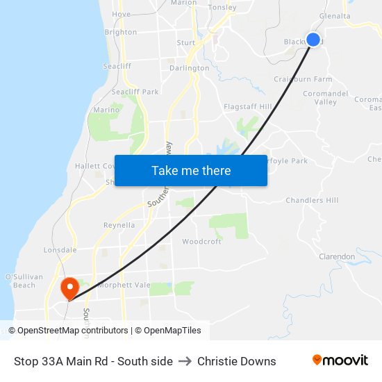 Stop 33A Main Rd - South side to Christie Downs map