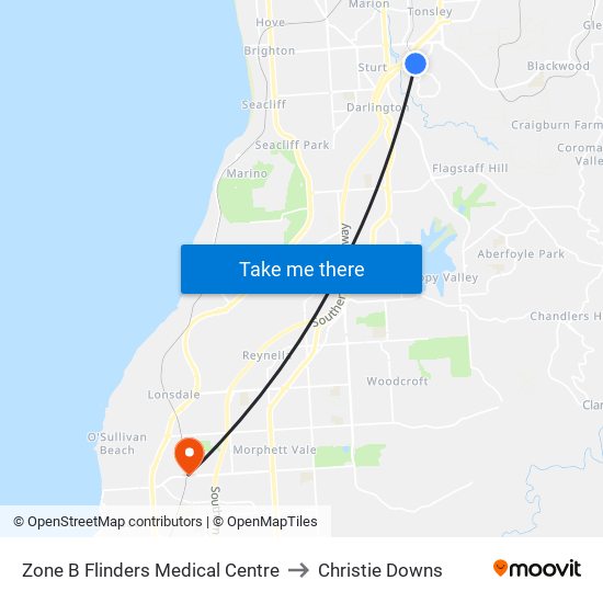 Zone B Flinders Medical Centre to Christie Downs map