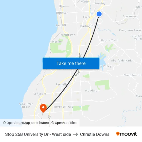 Stop 26B University Dr - West side to Christie Downs map