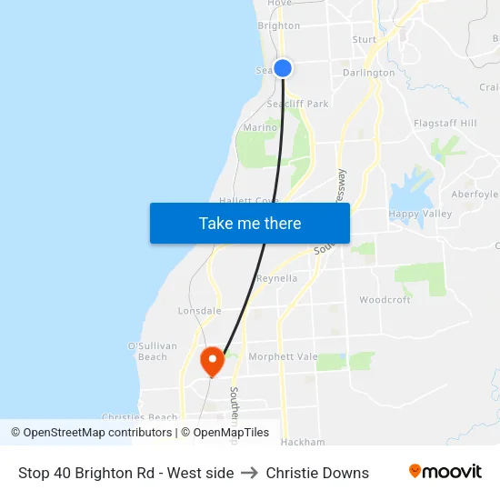 Stop 40 Brighton Rd - West side to Christie Downs map