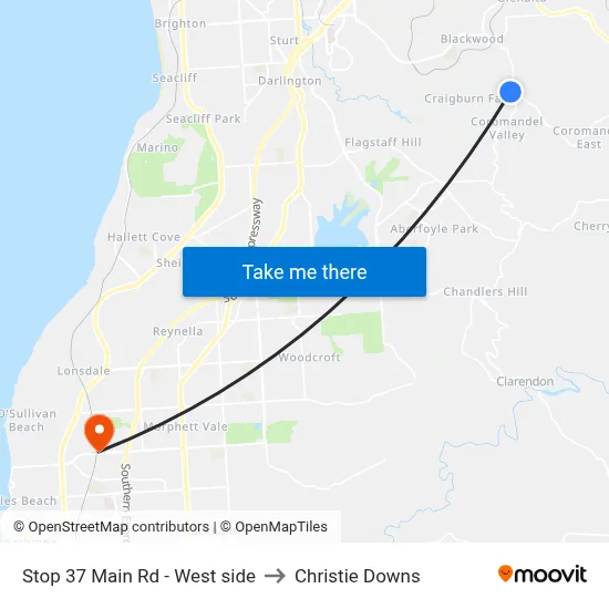 Stop 37 Main Rd - West side to Christie Downs map
