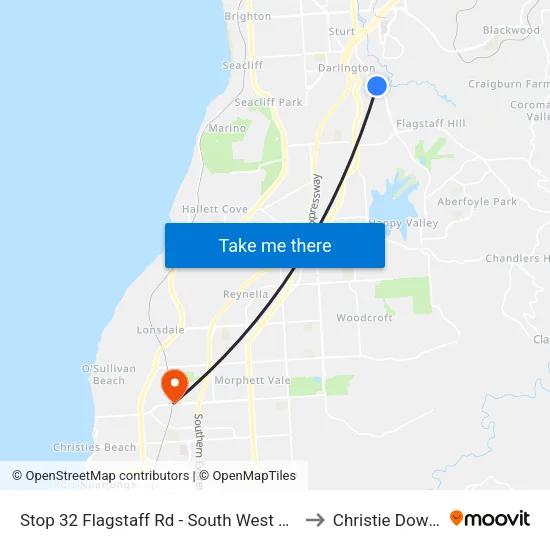 Stop 32 Flagstaff Rd - South West side to Christie Downs map
