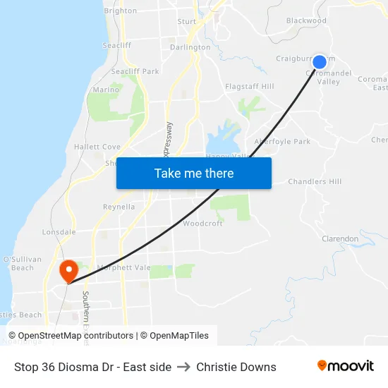 Stop 36 Diosma Dr - East side to Christie Downs map