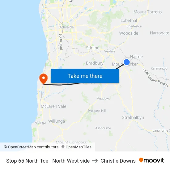 Stop 65 North Tce - North West side to Christie Downs map