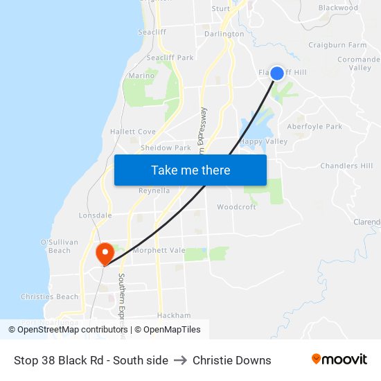 Stop 38 Black Rd - South side to Christie Downs map