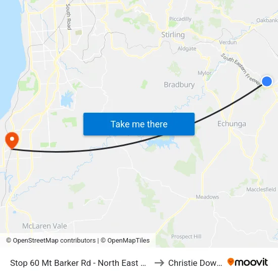 Stop 60 Mt Barker Rd - North East side to Christie Downs map