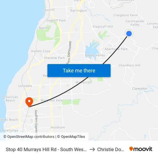 Stop 40 Murrays Hill Rd - South West side to Christie Downs map