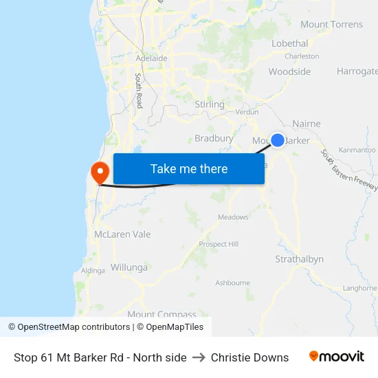 Stop 61 Mt Barker Rd - North side to Christie Downs map