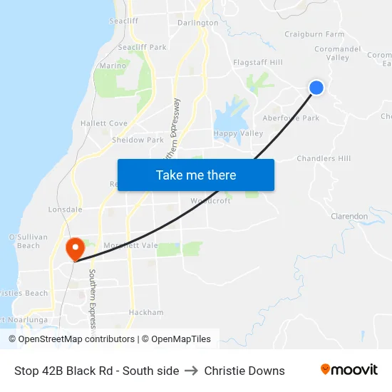 Stop 42B Black Rd - South side to Christie Downs map