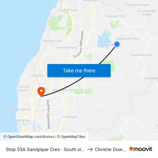 Stop 53A Sandpiper Cres - South side to Christie Downs map