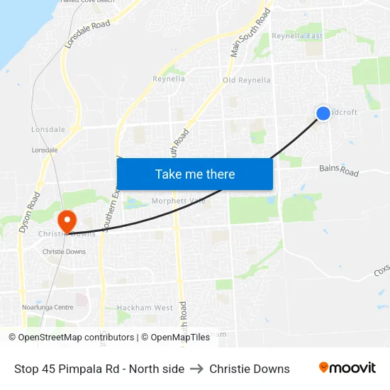 Stop 45 Pimpala Rd - North side to Christie Downs map