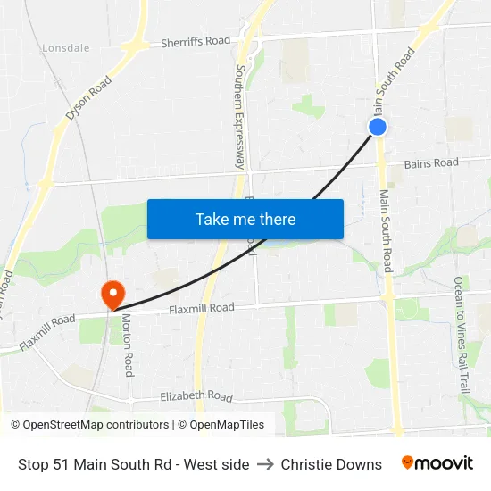 Stop 51 Main South Rd - West side to Christie Downs map
