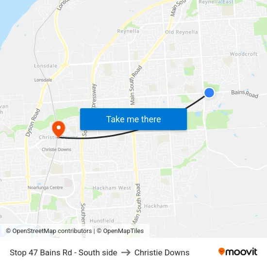 Stop 47 Bains Rd - South side to Christie Downs map