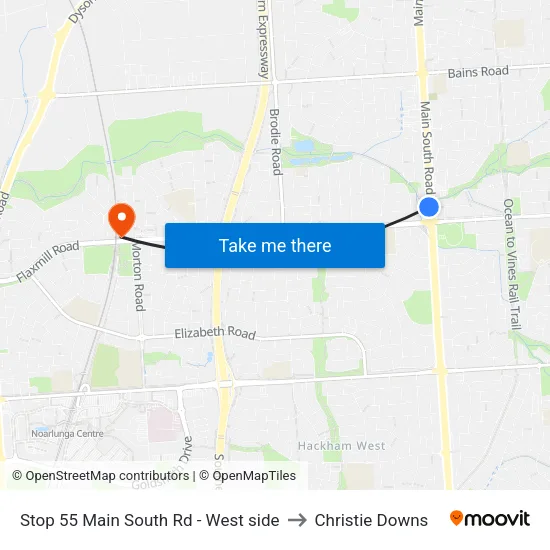 Stop 55 Main South Rd - West side to Christie Downs map