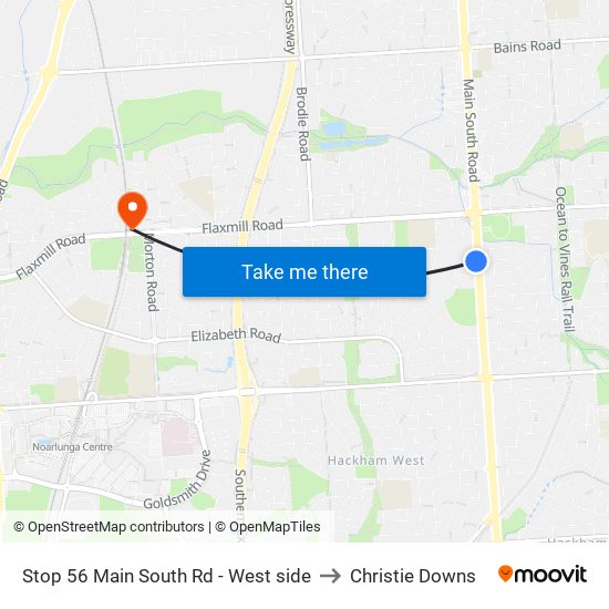 Stop 56 Main South Rd - West side to Christie Downs map