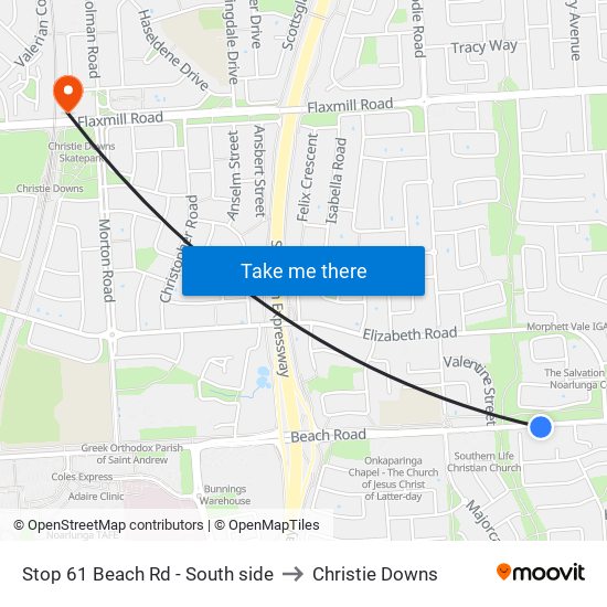 Stop 61 Beach Rd - South side to Christie Downs map